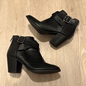 Black Leather Ankle Booties